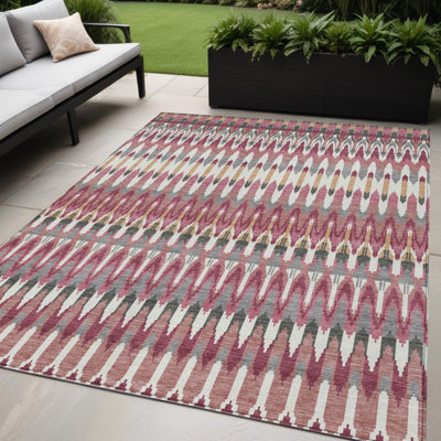 Tapis lavable intérieur / extérieur 5 pi x 8 pi Merlot et ivoire Southwestern