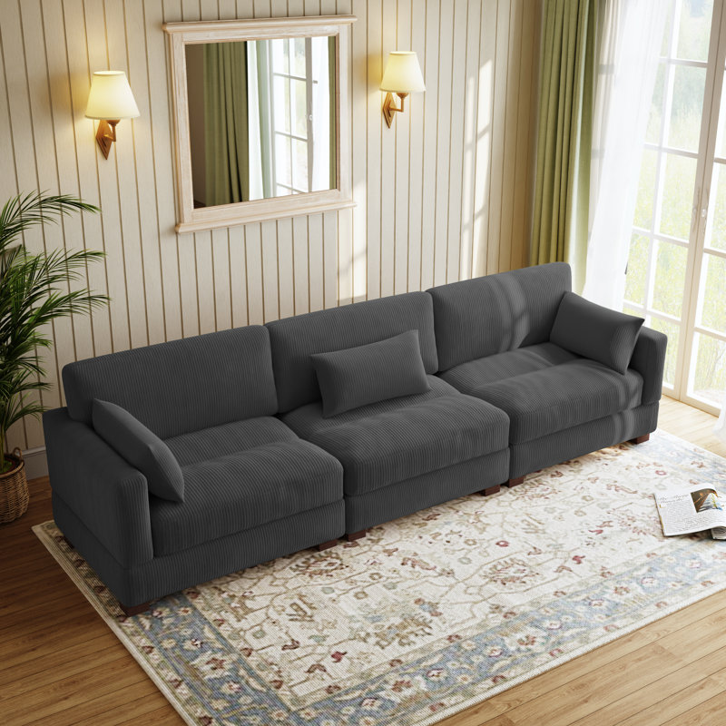Maelina 312.4Cm Square Arms Modular Sofa, Grey