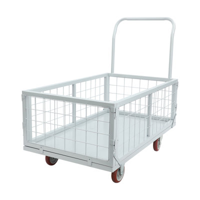 Multi-Purpose Push Cart, Platform Truck Cart, 4-In-1 Heavy Duty Platform Truck Cart With Cage For Garage(38.39X23.62X38.86In)