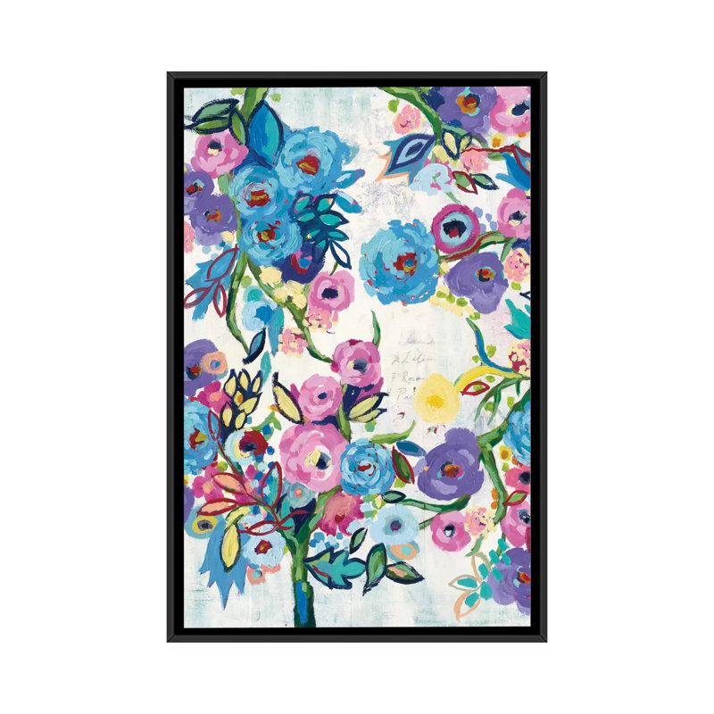 Evontae Plants & Flowers, 26" H x 18" W x 1.5" D, Black Framed Canvas