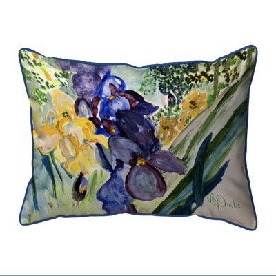 Coussin intérieur / extérieur jaune et bleu Iris