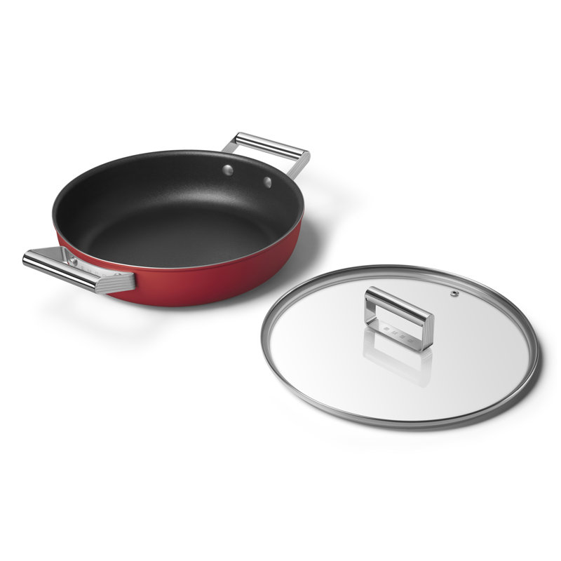 4 pte Casserole profonde avec couvercle de 11 po, Rouge