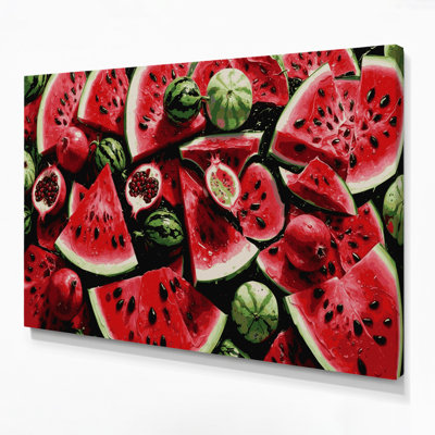 Fruit Watermelon Seeded Red Canvas Wall Art