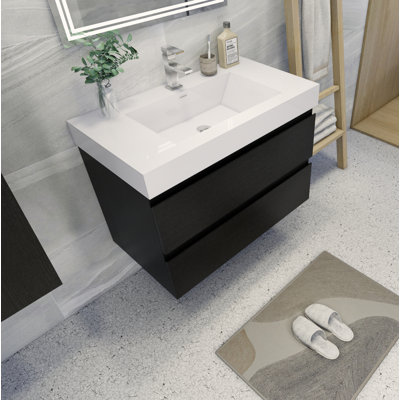 Ensemble de meuble-lavabo mural simple 35 po Carneshia