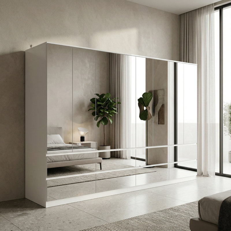 Grande armoire de 126 po avec 8 portes miroir