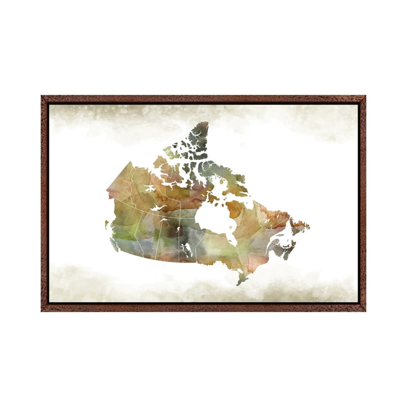 Canada Greenish Map by WallDecorAddict - Wrapped Canvas Gallery-Wrapped Canvas Giclée, 66.04 cm H x 45.72 cm W