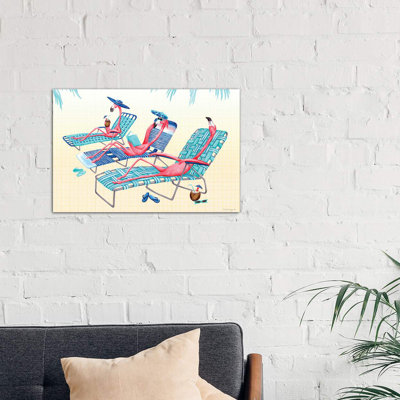 Flamingos Beach by Amélie Legault - Wrapped Canvas Print