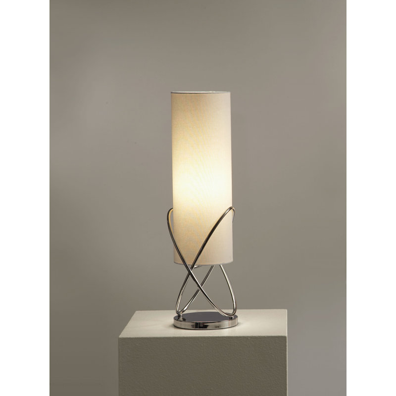Internal Table Lamp - Chrome, White Linen Shade, Dimmer Switch