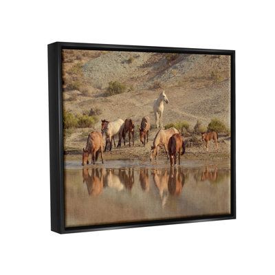 Photographie de cadre sur toile flottant "Horses Dr potable Countryside" par Jan Walters