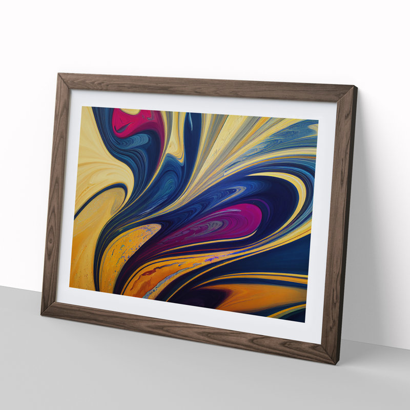 Marble Abstract Vol.7 - Single Picture Frame Print, 25cm H x 34cm W x 2cm D, Walnut