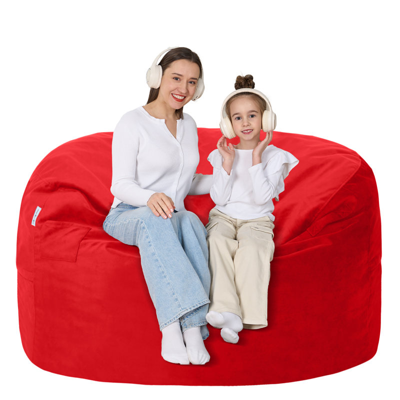 Fauteuil à billes pré-rempli en mousse viscoélastique, Rouge, H 19 po x l 73 po x P 73 po