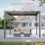 Pergola solaire à persiennes à DEL, pergola d'extérieur avec lumières à DEL et pergola en métal à toit rigide avec toit réglable-122517636