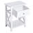 White Farmhouse End Table with Drawer, Open Shelf & X-Frame for Living Room