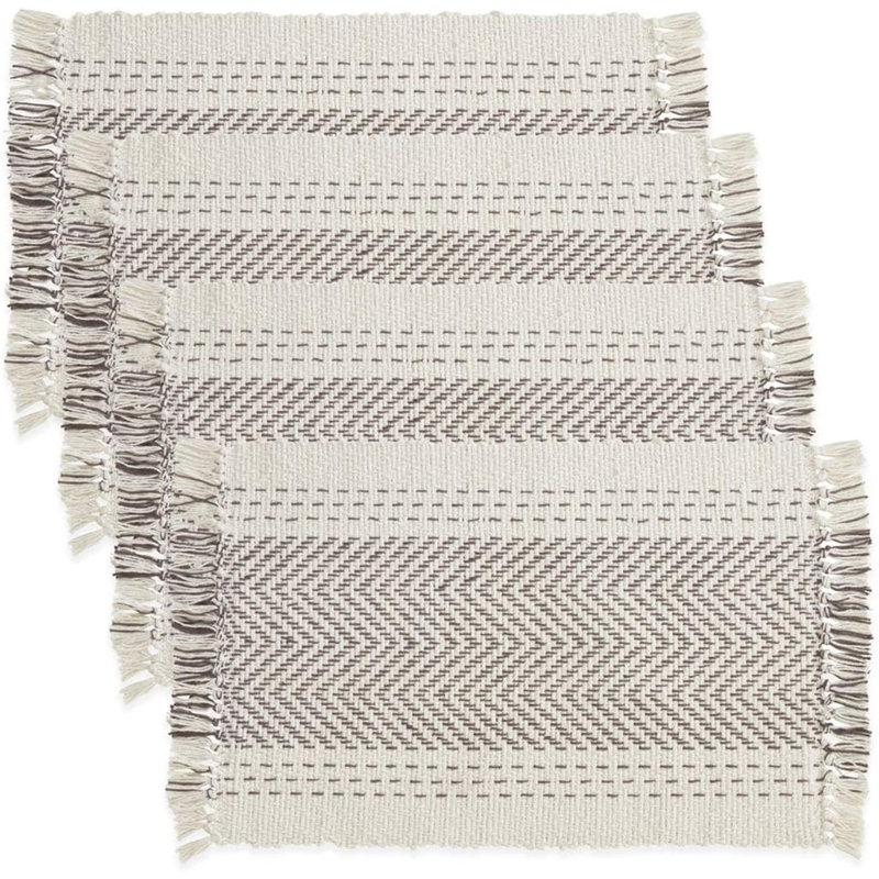 Ensemble de 4 napperons gris et gris Kantha, Gris