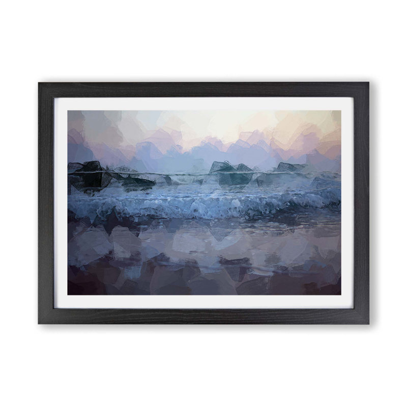 Waves in Greece - Framed Print, Black, 62cm H x 87cm W x 2cm D