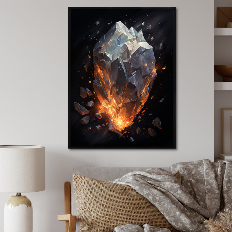 «Météores», art mural sur toile Météorite lumineuse II, H 44 po x l 34 po x P 1,5 po, Cadre flottant noir