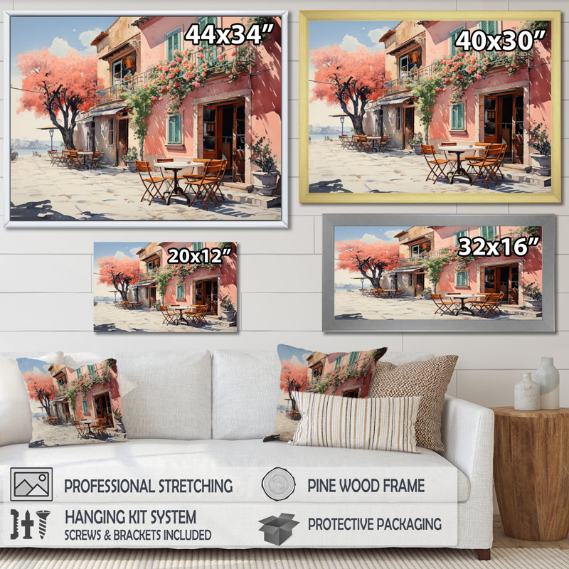 La Dolce, côte italienne V - Italie, art mural, H 30 po x l 40 po x P 1,5 po, Cadre flottant brun