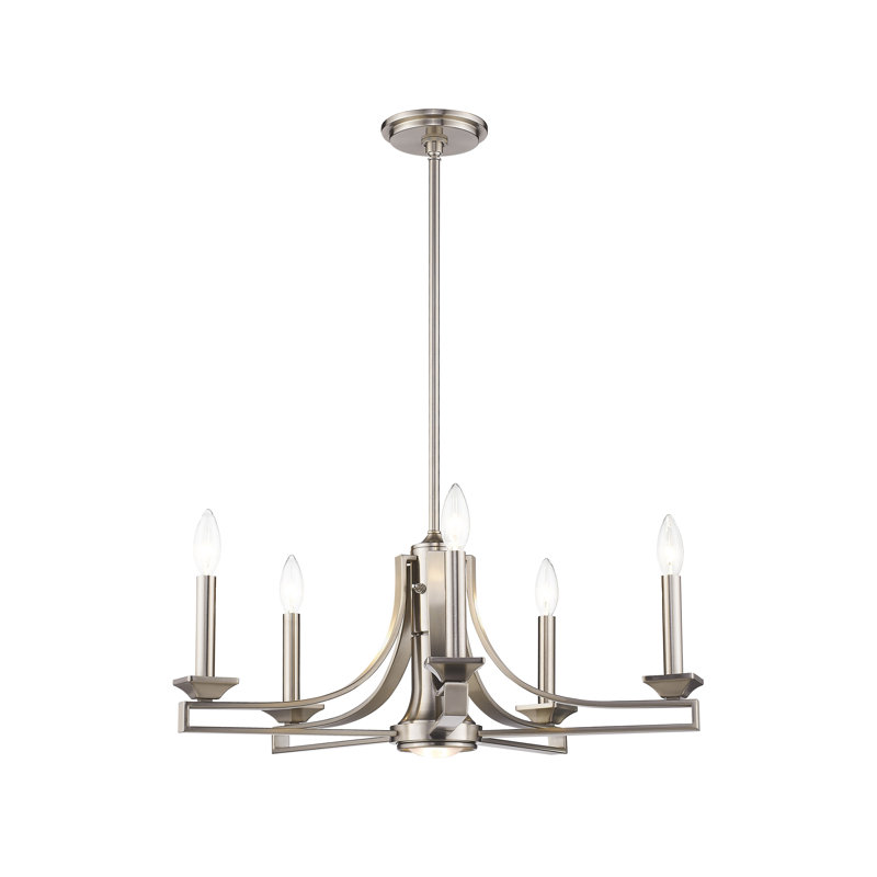 Dedham 5 - Light Dimmable Classic / Traditional Chandelier, Brushed Nickel