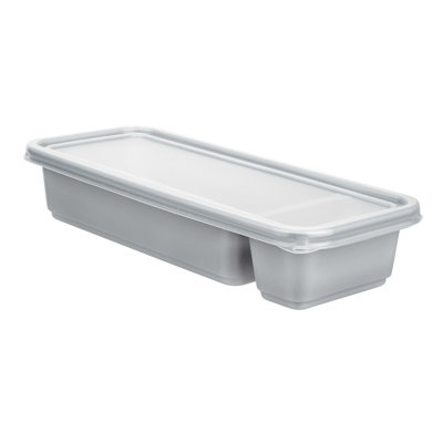 Restaurantware-Futura 20 Ounce Meal Prep Containers With Lids, 100 Microwavable To Go Containers - 2 Compartments, Disposable, Silver Plastic Food Containers With Lids, For Take Out or Lunches