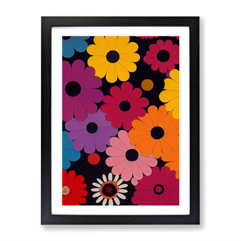 Retro Flowers No.6 - Framed Print, Black Framed, 34cm H x 25cm W x 2cm D