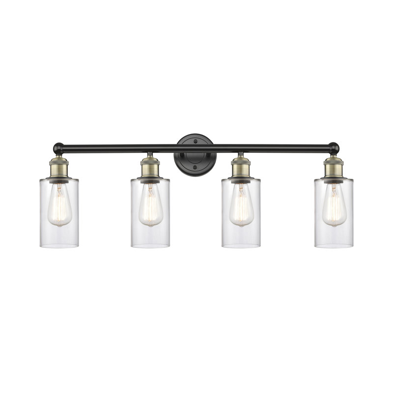 Caldello 4 - Light Dimmable Vanity Light, Clear, Black Antique Brass