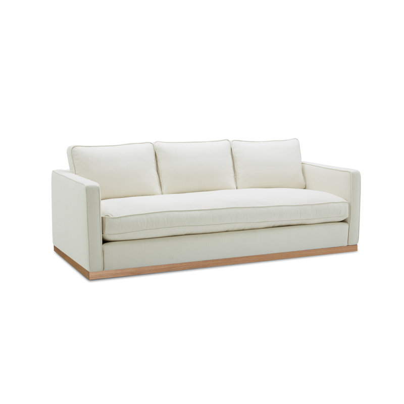 Canapé rembourré 87 po Bobbi, Lin beige Flanigan, Chêne