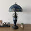 Lampe de table Haruko Tiffany avec abat-jour et base en vitrail bleu et ampoules DEL incluses: l 16 po x P 16 po x H 24 po-2019900070