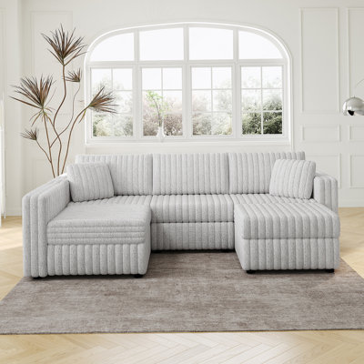 Canapé confortable en forme de U pour 4 personnes avec repose-pieds élégant et rangement caché