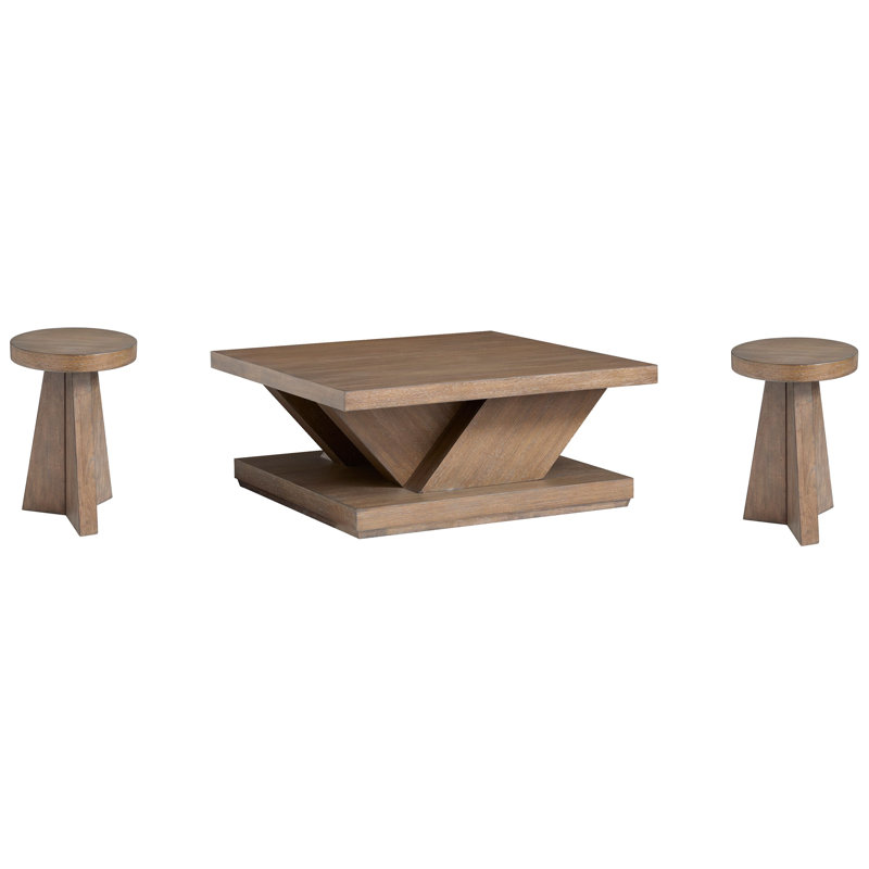 Rimmer Square Cocktail Table With 2 Accent End Table, 3 Pieces: Coffee Table, 2 End Tables