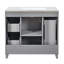 Meuble-lavabo de salle de bain avec lavabo en céramique, armoire de rangement à cadre en bois avec portes à fermeture douce, tablettes réglables, 3 tiroirs-2003945127
