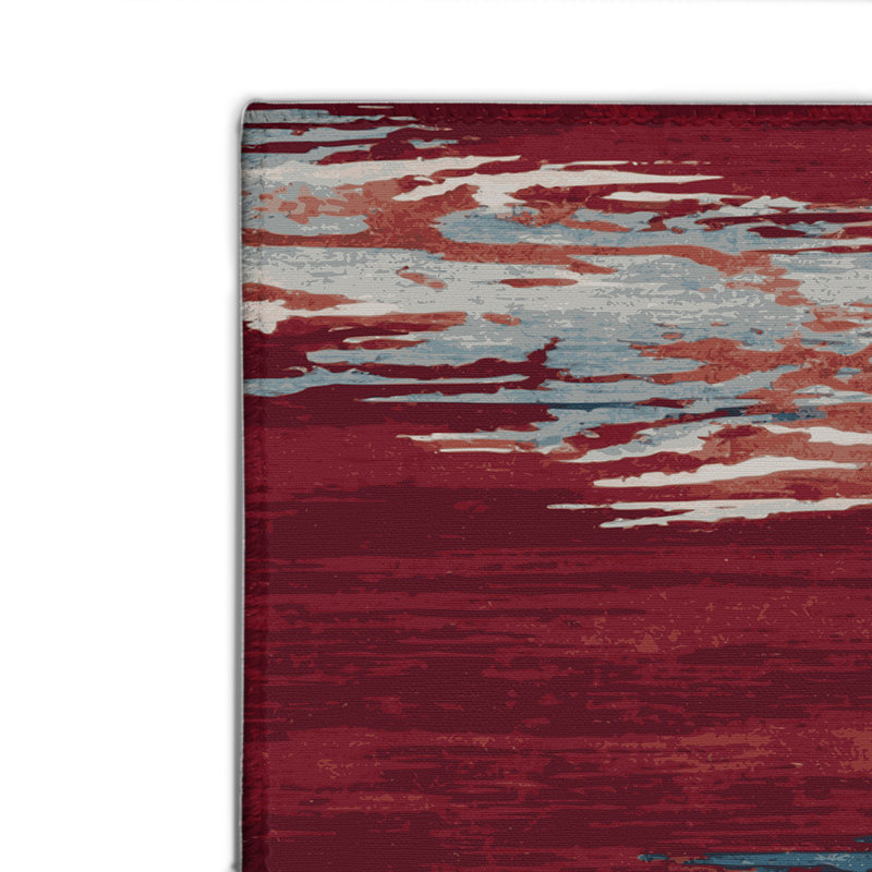 Watercolor Red Indoor and Outdoor Area Rug, Rectangle 4' x 6'