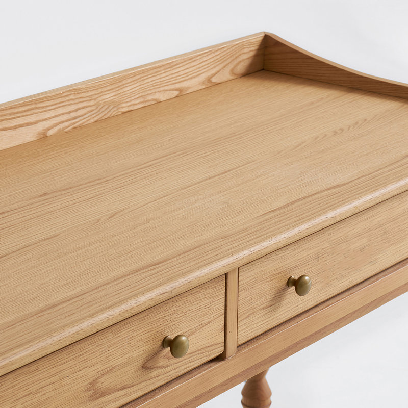 Burlywood Rectangular Solid Wood with 2 drawers desk