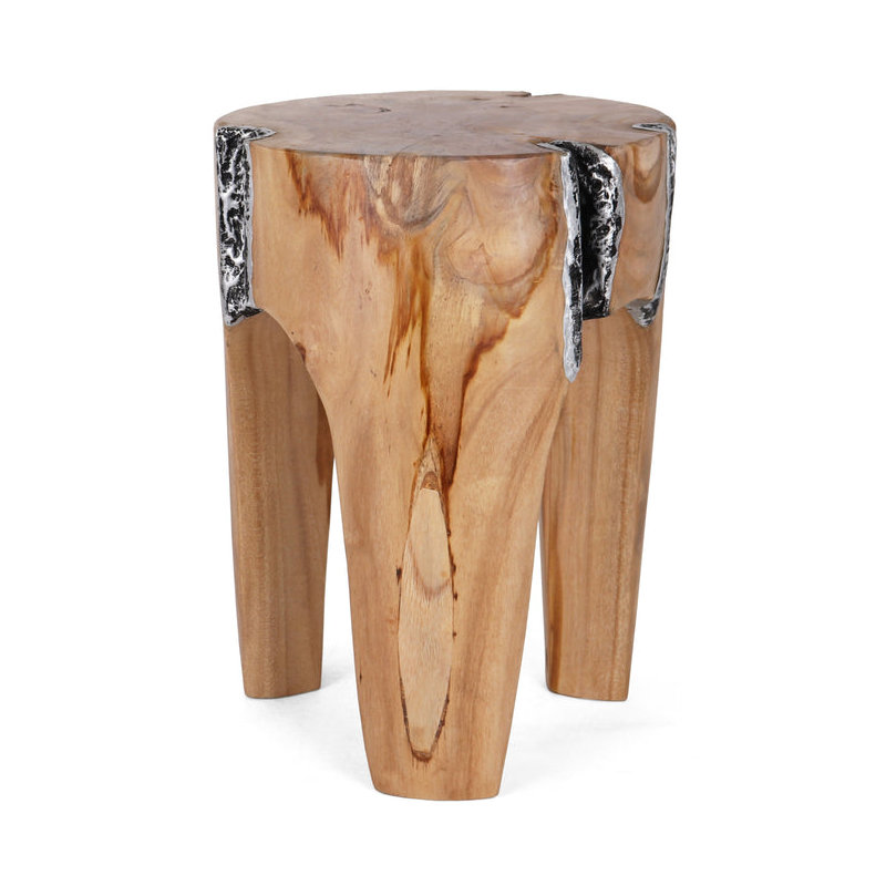 Tabouret d'appoint Adrik, Naturel / Argenté