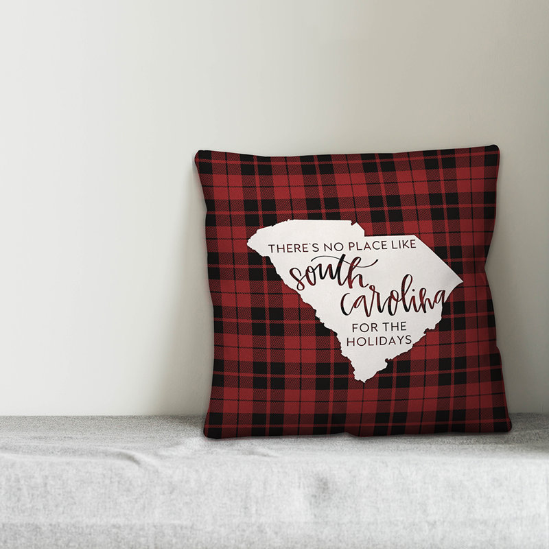  Coussin décoratif Il n'y a pas de place comme chez-soi pour les fêtes, 16 po x 1 po, South Carolina