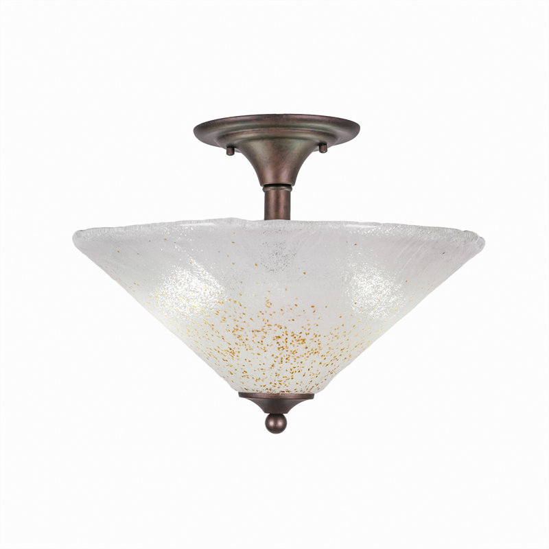Plafonnier semi-encastré 2 lumières, Bronze, Blanc