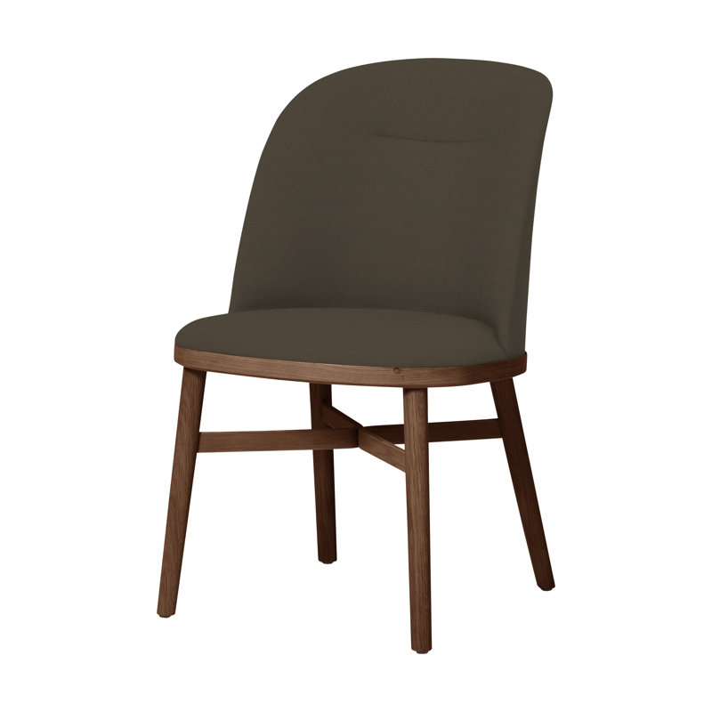 Bund 18'' H Upholstered Dining Chair, Natural Walnut, Bellagio 2 Charcoal 4502