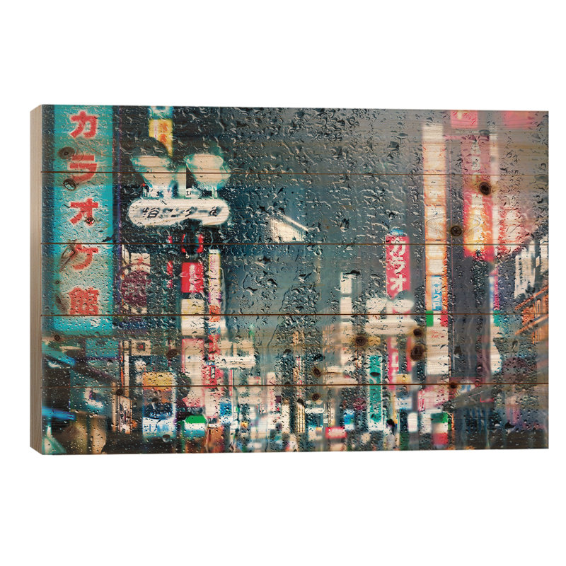 «Derrière la fenêtre» - Shibuya Tokyo par Philippe Hugonnard - impression sur bois sans cadre, L 26 po x H 18 po
