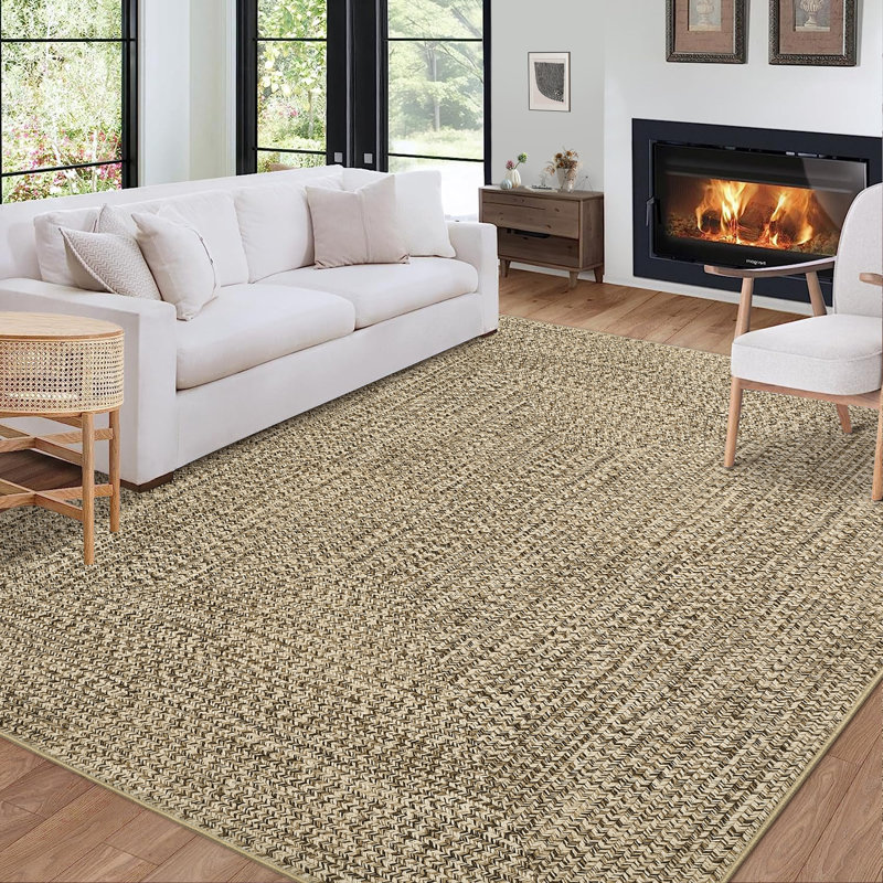 Abstract Washable Area Rug, Beige, Rectangle 240 x 340 cm