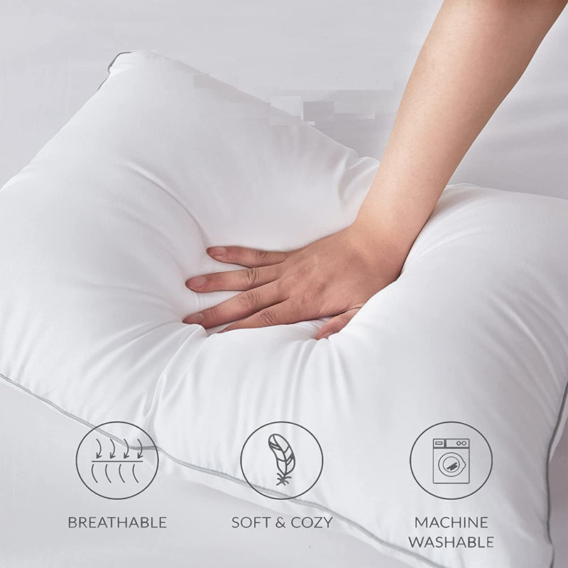 King Size White Cotton Feather Down Pillow