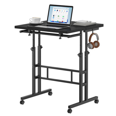 Mobile Height-Adjustable Sit-Stand Laptop Table with Tiltable Tabletop
