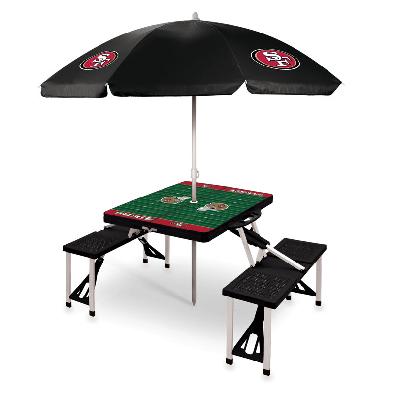 NFL Patio Dining Set with Rectangular Table, San Francisco 49erswithblack