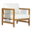 Fauteuil de patio en bois d'acacia avec accents de corde et coussins profonds Dravik-128843145