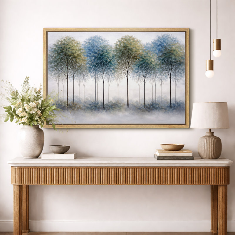 Misty Blue Tree Row, Cadre naturel, H 16 po x l 24 po x P 1,5 po