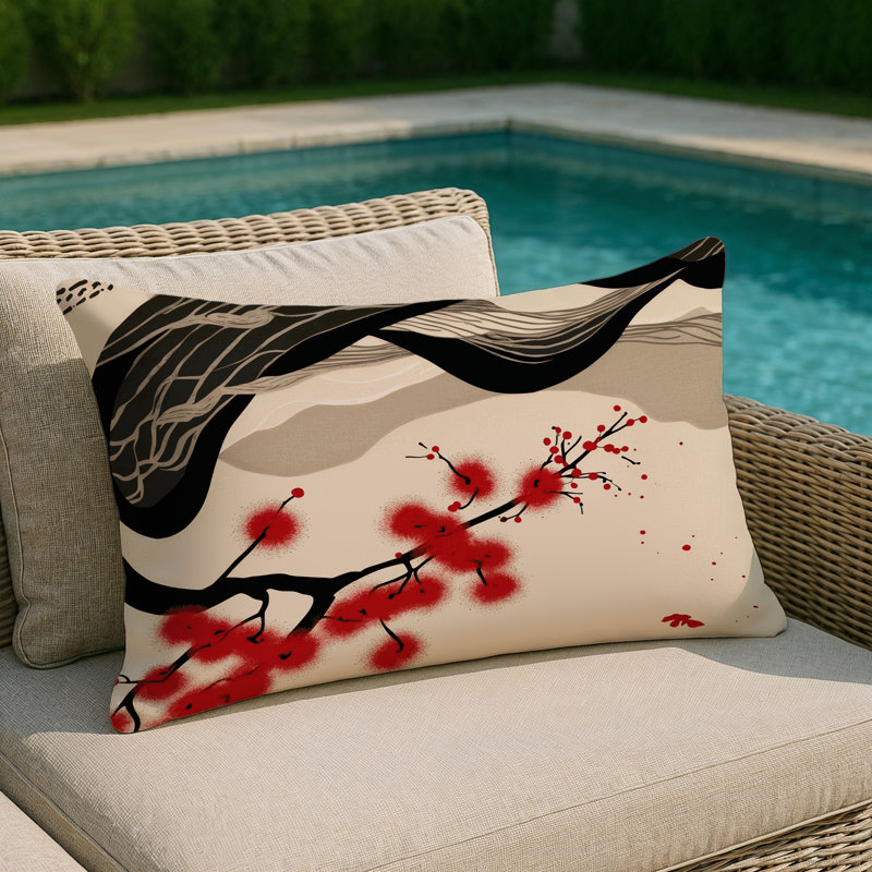Blushing Waves Indoor And Outdoor Throw Pillow, Rectangle 20"H x 14"W