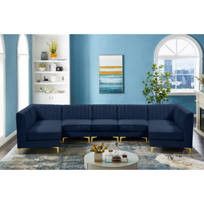 Enson Velvet U-Shaped Sectional Reversible