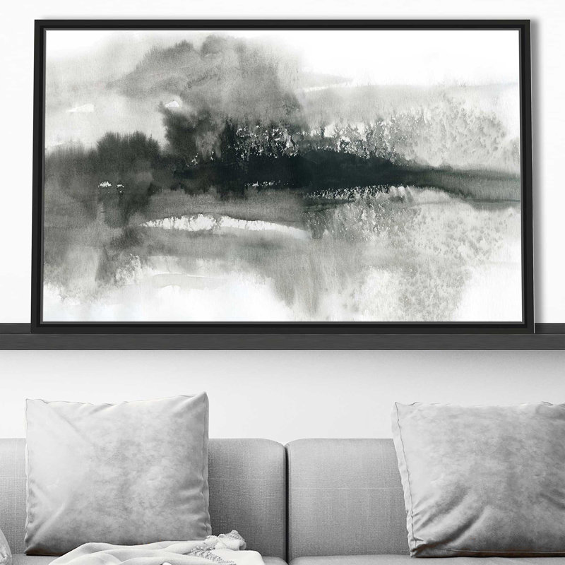 Cadre dramatique par - Peinture, H 39,5 po x l 63,5 po x P 2 po, Cadre flottant noir
