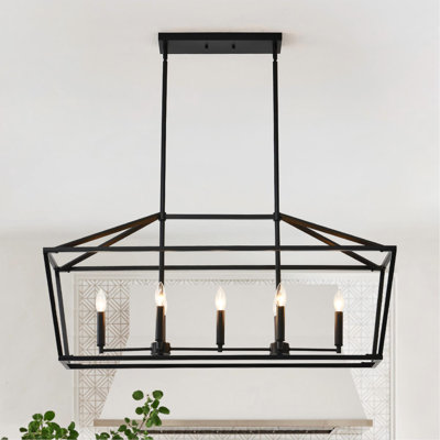 Îlot de cuisine à 7 lumières pour lustre linéaire noir