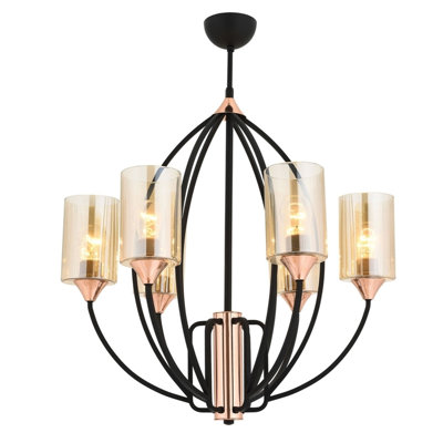Lustre géométrique à 6 lumières sphériques