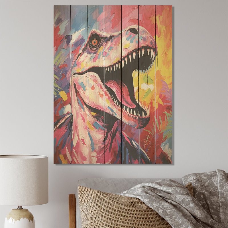 Popart Dino Elegance - dinosaure sur bois, H 20 po x l 10 po