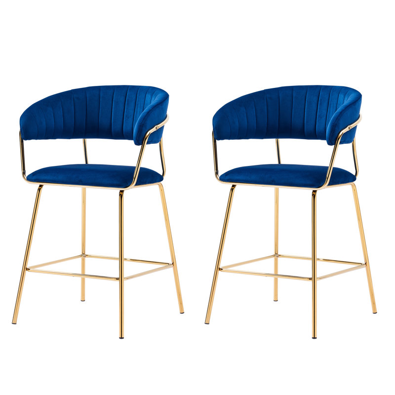 Tabouret de bar et de comptoir Mata, Tabouret de comptoir (siège d’une hauteur de 24, Bleu